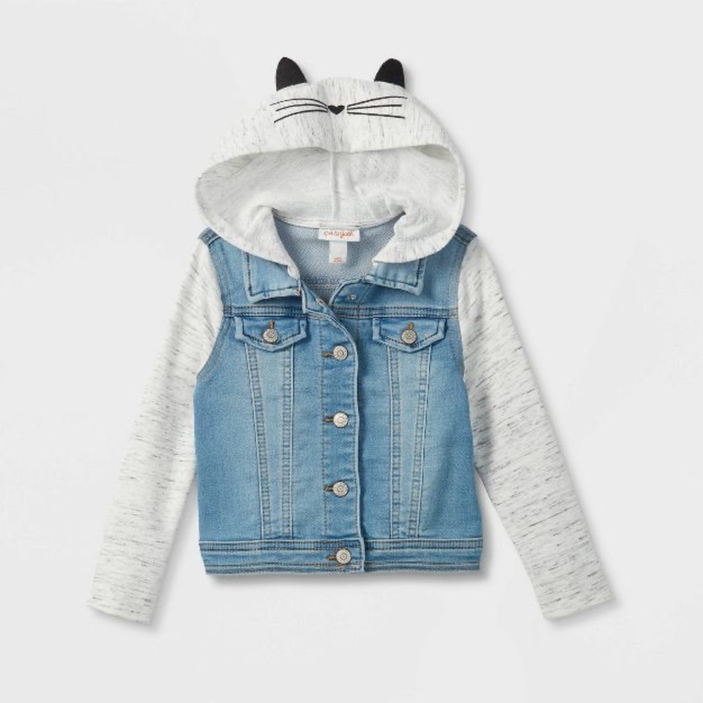 Girls' Cat Hood Denim Jacket - Cat & Jack™ Medium Wash